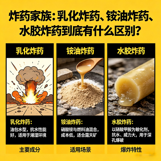 霍山炸药家族：乳化炸药、铵油炸药、水胶炸药到底有什么区别？
